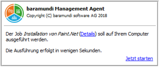 baramundi Management Suite 2018 - Job-Infofenster