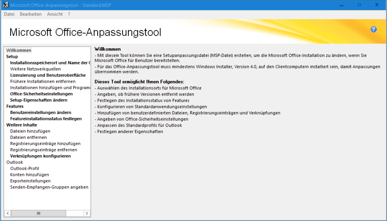 Microsoft Office Anpassungs Tools